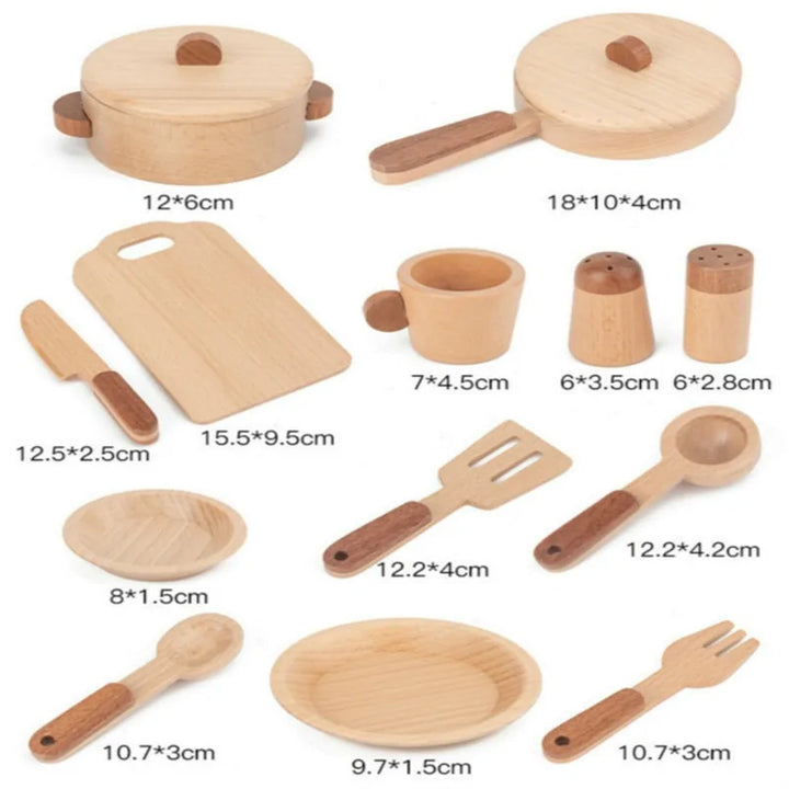 Holz-Küchenspielzeug mit Baumstammoptik für Rollenspiele & Lernspaß