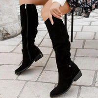 Damen Stiefel aus Wildlederoptik mit Blockabsatz – Elinor