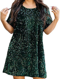 Pailletten-Kleid Damen - Elegantes Abendkleid mit Glitzer-Grün-M-Luzern Mode
