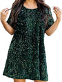 Pailletten-Kleid Damen - Elegantes Abendkleid mit Glitzer-Grün-M-Luzern Mode