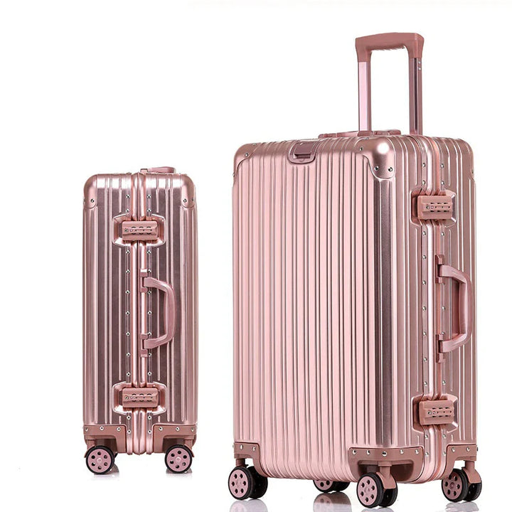 Aluminium-Hartschalenkoffer | TSA-Zahlenschloss | 4 Universalrollen-Rosegold-XS (30 L)-Luzern Mode