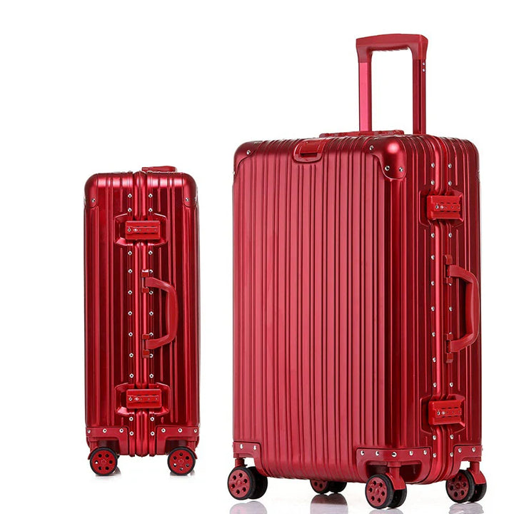 Aluminium-Hartschalenkoffer | TSA-Zahlenschloss | 4 Universalrollen-Rot-XS (30 L)-Luzern Mode
