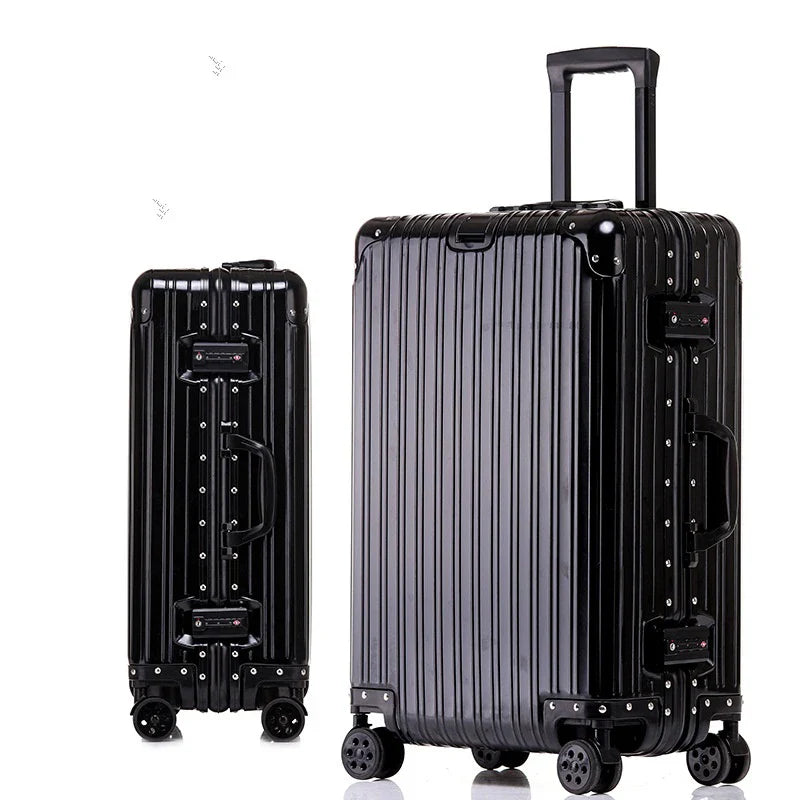 Aluminium-Hartschalenkoffer | TSA-Zahlenschloss | 4 Universalrollen-Schwarz-XS (30 L)-Luzern Mode