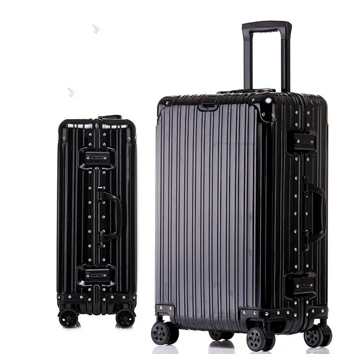 Aluminium-Hartschalenkoffer | TSA-Zahlenschloss | 4 Universalrollen-Schwarz-XS (30 L)-Luzern Mode