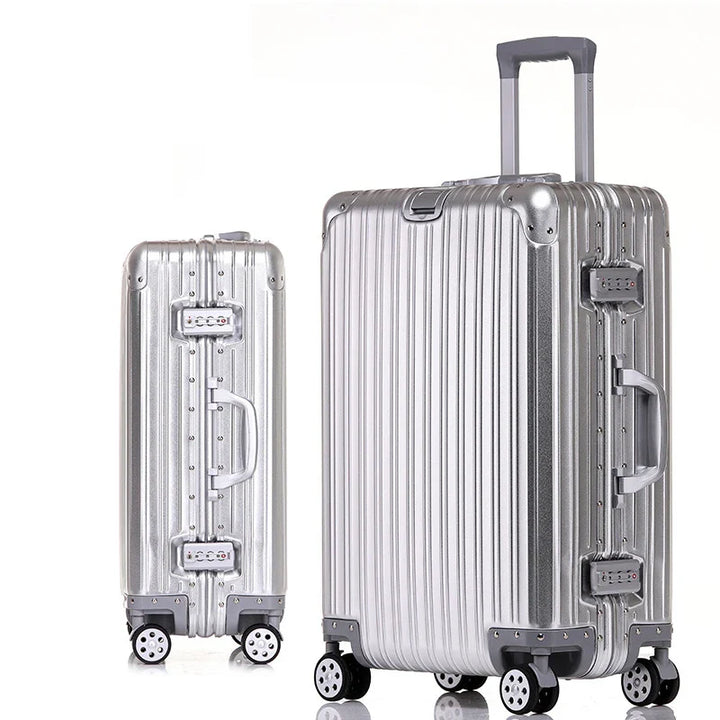Aluminium-Hartschalenkoffer | TSA-Zahlenschloss | 4 Universalrollen-Silber-XS (30 L)-Luzern Mode