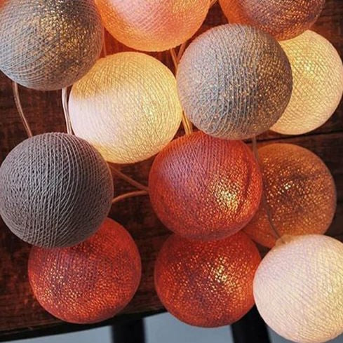 Lichterkette | Kugeln Baumwolle Bunt Fröhlich Stilvoll Einzigartig LED-Burgund-1.5 meter 10 lampjes-USB-Luzern Mode
