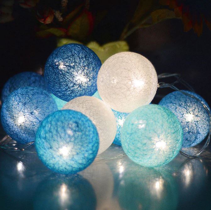 Lichterkette | Kugeln Baumwolle Bunt Fröhlich Stilvoll Einzigartig LED-Ozeanblau-1.5 meter 10 lampjes-USB-Luzern Mode