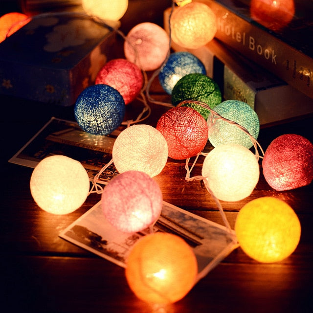 Lichterkette | Kugeln Baumwolle Bunt Fröhlich Stilvoll Einzigartig LED-Party-Vibes-1.5 meter 10 lampjes-USB-Luzern Mode