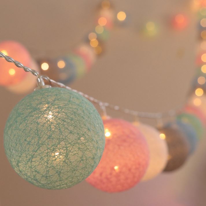 Lichterkette | Kugeln Baumwolle Bunt Fröhlich Stilvoll Einzigartig LED-Luzern Mode