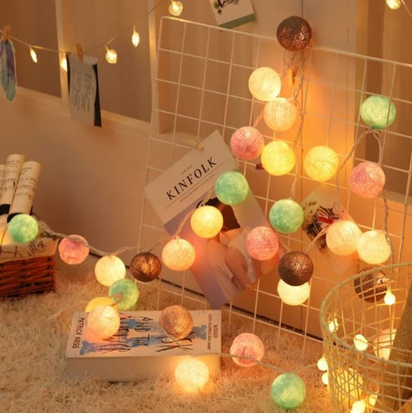 Lichterkette | Kugeln Baumwolle Bunt Fröhlich Stilvoll Einzigartig LED-Luzern Mode