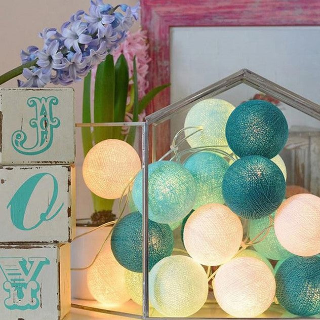Lichterkette | Kugeln Baumwolle Bunt Fröhlich Stilvoll Einzigartig LED-Luzern Mode