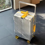 Hartschalen-Koffer | Metallic | TSA-Zahlenschloss | Spinnerrollen-Silber Gelb-S (39 L)-Luzern Mode
