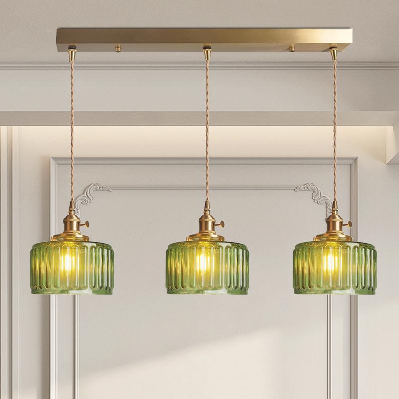 Hängelampe | Vintage | Kristall | Langlebig | LED | Stilvoll | Vielseitig | Modern-Grün-3 Köpfe - Lang-Luzern Mode
