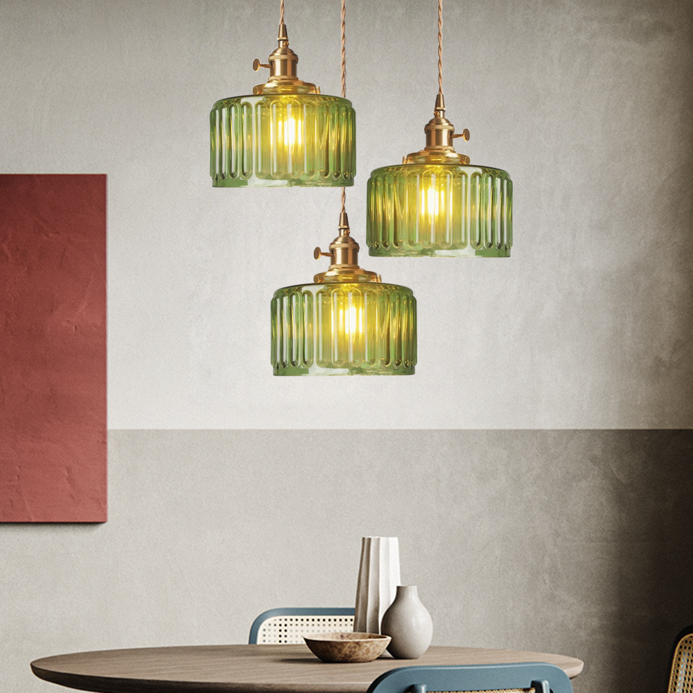 Hängelampe | Vintage | Kristall | Langlebig | LED | Stilvoll | Vielseitig | Modern-Grün-3 Köpfe - Rund-Luzern Mode