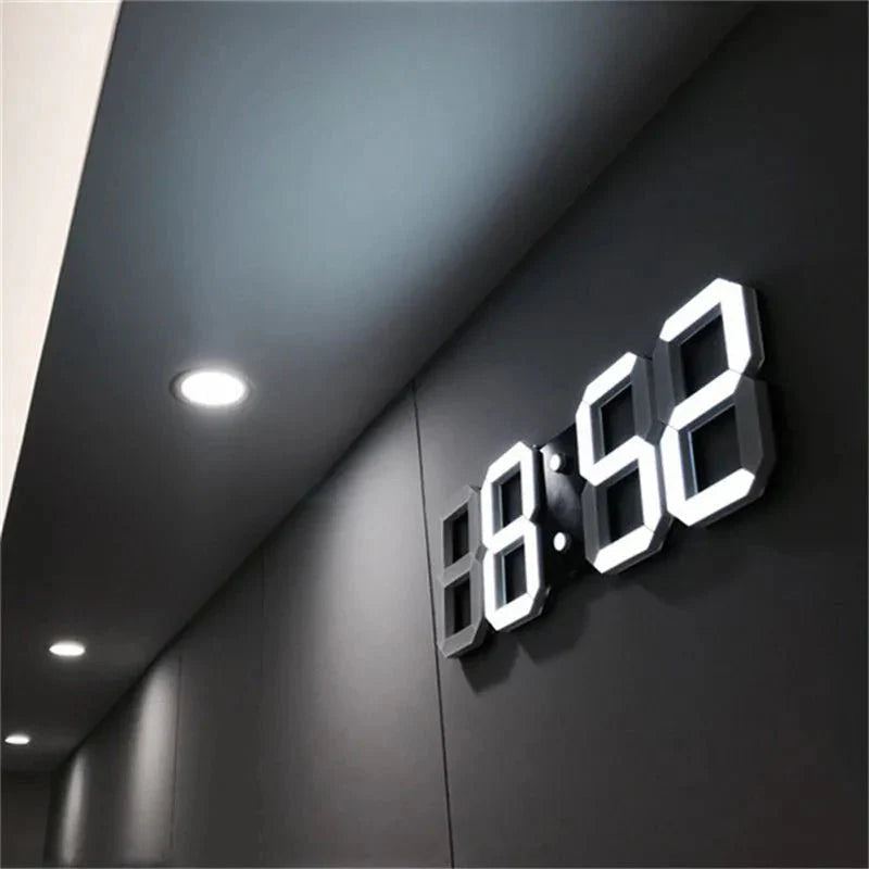 Wanduhr | LED | Digital | 3D | Dimmbar | USB | Sparsam | Vielseitig-Weiß-Luzern Mode