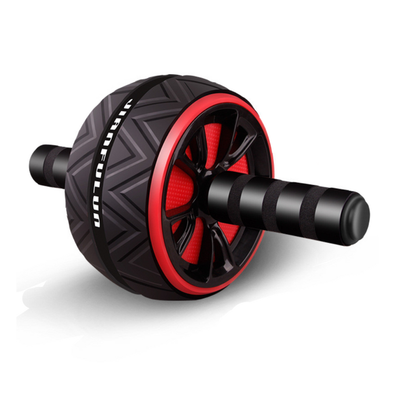 Bauchmuskelroller | Breiter Gurt | Rutschfeste Matte | Stabil | Schaumstoffgriff-Schwarz/Rot-Luzern Mode