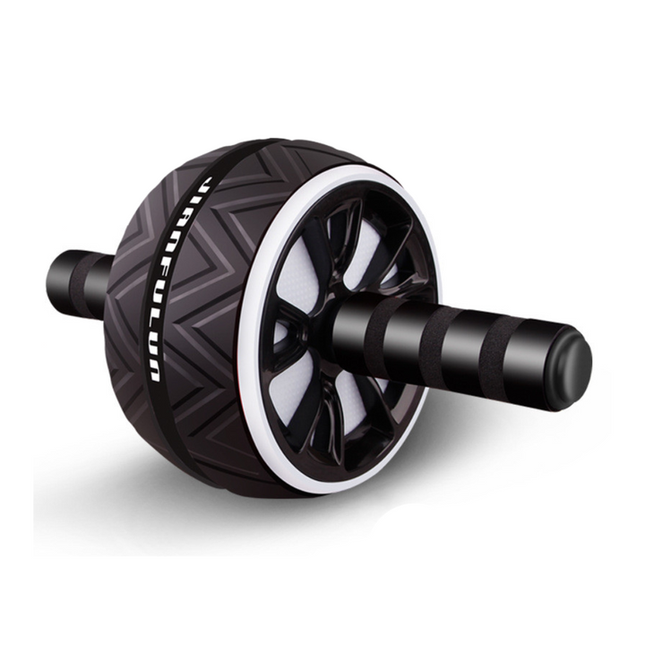 Bauchmuskelroller | Breiter Gurt | Rutschfeste Matte | Stabil | Schaumstoffgriff-Schwarz/Weiß-Luzern Mode
