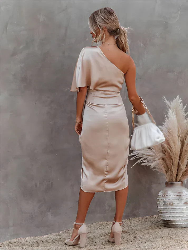 Elegantes One-Shoulder-Kleid mit Schlitz für Damen-Luzern Mode