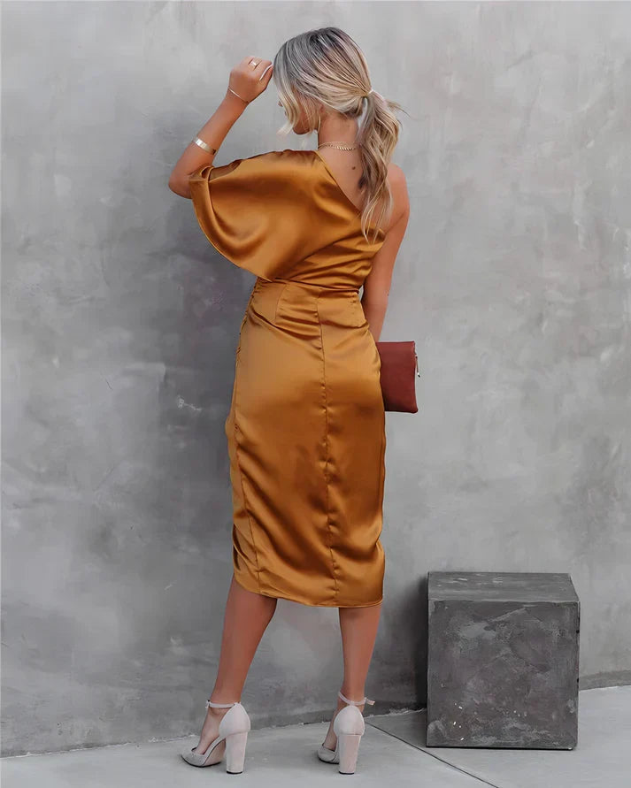 Elegantes One-Shoulder-Kleid mit Schlitz für Damen-Luzern Mode