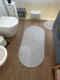 Küchenmatte | Absorbierend | Rutschfest | Mikrofaser | Modern | Oval-Luzern Mode