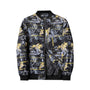Herren Bomberjacke | Abstract Bedruckt | Reißverschluss | Rippbündchen-Dunkelgrau-S-Luzern Mode