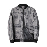 Herren Bomberjacke | Abstract Bedruckt | Reißverschluss | Rippbündchen-Grau-S-Luzern Mode