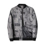 Herren Bomberjacke | Abstract Bedruckt | Reißverschluss | Rippbündchen-Grau-S-Luzern Mode