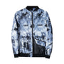 Herren Bomberjacke | Abstract Bedruckt | Reißverschluss | Rippbündchen-Hellblau-S-Luzern Mode