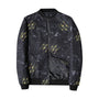 Herren Bomberjacke | Abstract Bedruckt | Reißverschluss | Rippbündchen-Schwarz Gold-S-Luzern Mode