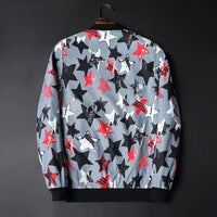 Herren Bomberjacke | Abstract Bedruckt | Reißverschluss | Rippbündchen-Luzern Mode