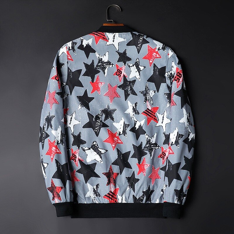 Herren Bomberjacke | Abstract Bedruckt | Reißverschluss | Rippbündchen-Luzern Mode