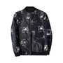 Herren Bomberjacke | Abstract Bedruckt | Reißverschluss | Rippbündchen-Schwarz Weiß-S-Luzern Mode