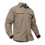Herren Outdoor Hemd | Abnehmbare Ärmel | Einfarbig | Knöpfe | Kragen-Khaki-S-Luzern Mode