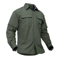 Herren Outdoor Hemd | Abnehmbare Ärmel | Einfarbig | Knöpfe | Kragen-Olivegrün-S-Luzern Mode