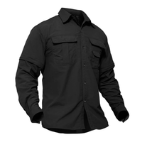 Herren Outdoor Hemd | Abnehmbare Ärmel | Einfarbig | Knöpfe | Kragen-Schwarz-S-Luzern Mode