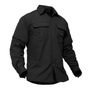 Herren Outdoor Hemd | Abnehmbare Ärmel | Einfarbig | Knöpfe | Kragen-Schwarz-S-Luzern Mode