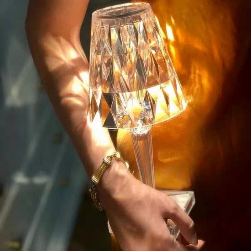 Tischlampe | Stilvolles Transparentes Kristall Einzigartig Stimmungsvolles Dimmbar Acryl-Luzern Mode
