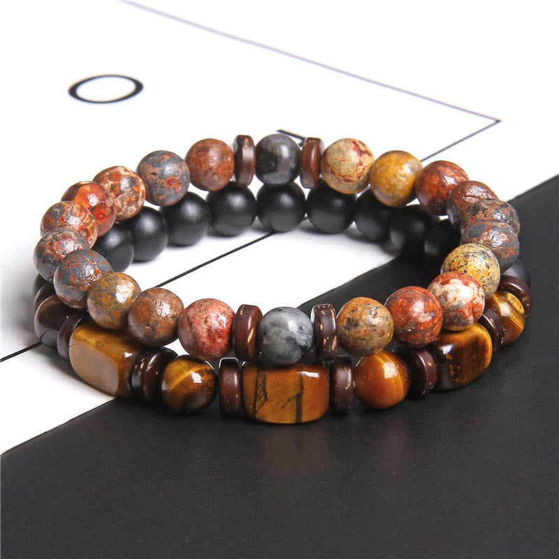 Armband für Damen | Natürliche Kristalle | Schutz | Stilvoll-Tigerauge & Bronzit-Luzern Mode