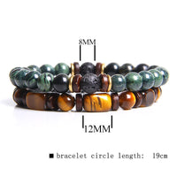 Armband für Damen | Natürliche Kristalle | Schutz | Stilvoll-Tigerauge & Malachit-Luzern Mode