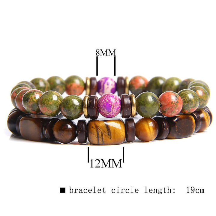 Armband für Damen | Natürliche Kristalle | Schutz | Stilvoll-Tigerauge & Unakit-Luzern Mode