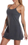 Sportkleid Damen Sommer | Integrierte Shorts | Atmungsaktiv | Dehnbar | Aktiv-Grau-XS-Luzern Mode