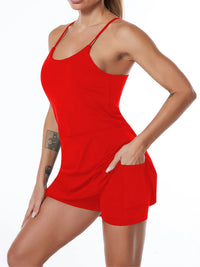 Sportkleid Damen Sommer | Integrierte Shorts | Atmungsaktiv | Dehnbar | Aktiv-Rot-XS-Luzern Mode