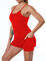Sportkleid Damen Sommer | Integrierte Shorts | Atmungsaktiv | Dehnbar | Aktiv-Rot-XS-Luzern Mode
