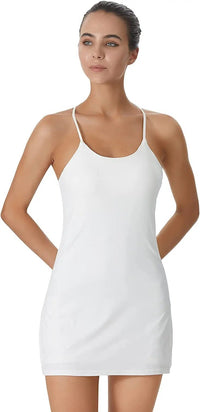 Sportkleid Damen Sommer | Integrierte Shorts | Atmungsaktiv | Dehnbar | Aktiv-Weiß-XS-Luzern Mode