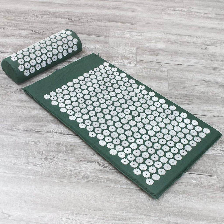 Yogamatten-Set | Kissen | Akupressur | Entspannend | Komfortabel | Langlebig-Dunkelgrün-Luzern Mode