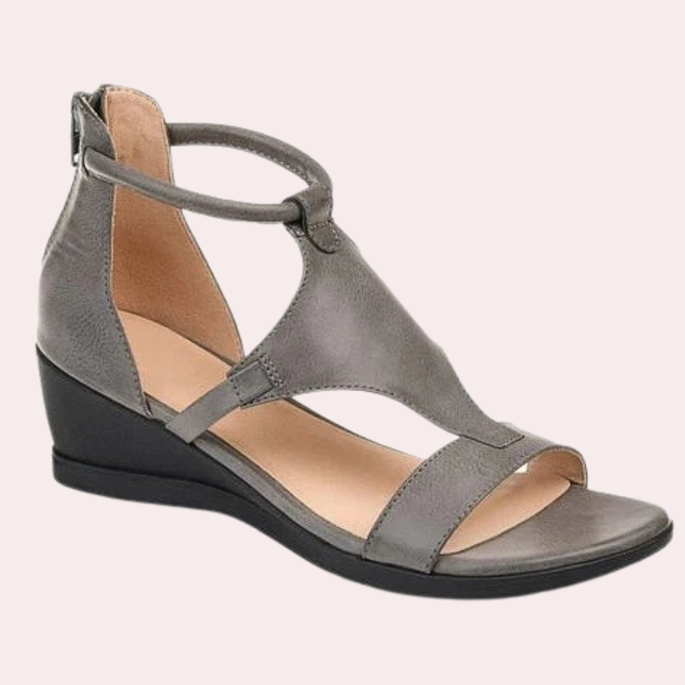 Damen Sandalen mit Keilabsatz für Sommermode-Grau-36-Luzern Mode