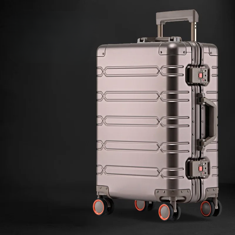 Aluminiumkoffer | Verscheidene Größen | TSA-Schloss | Universalrollen-S (44 L)-Braun-Luzern Mode