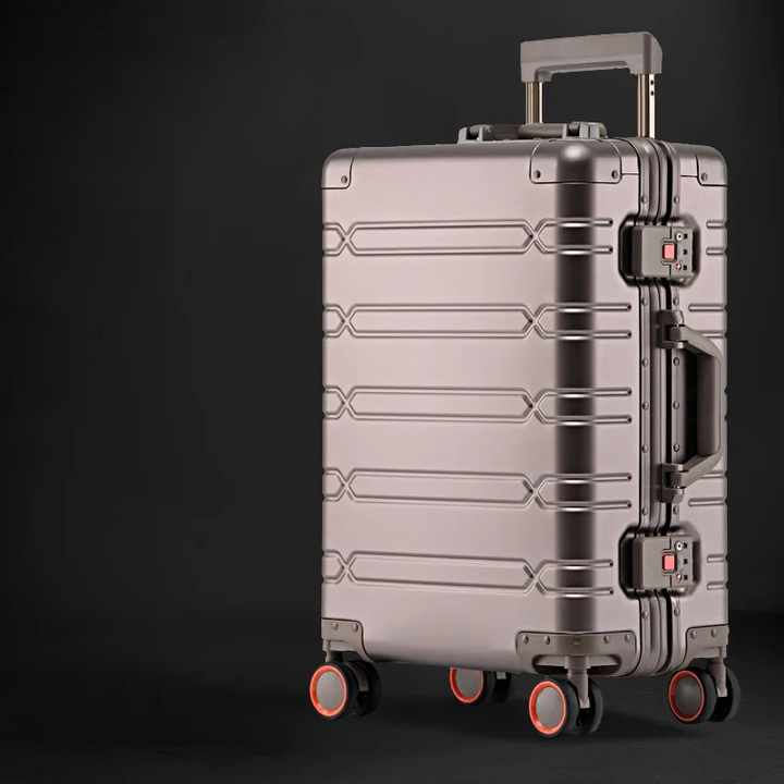 Aluminiumkoffer | Verscheidene Größen | TSA-Schloss | Universalrollen-S (44 L)-Braun-Luzern Mode