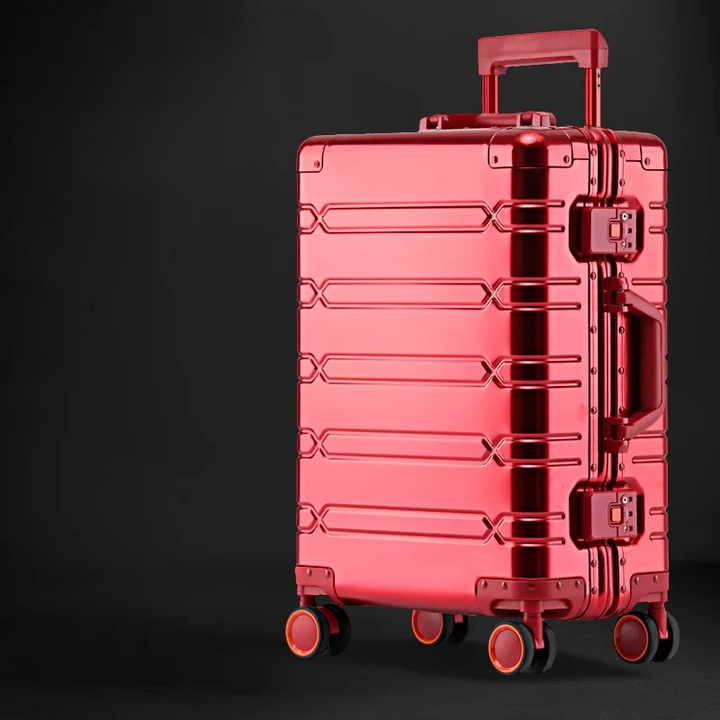 Aluminiumkoffer | Verscheidene Größen | TSA-Schloss | Universalrollen-S (44 L)-Rot-Luzern Mode