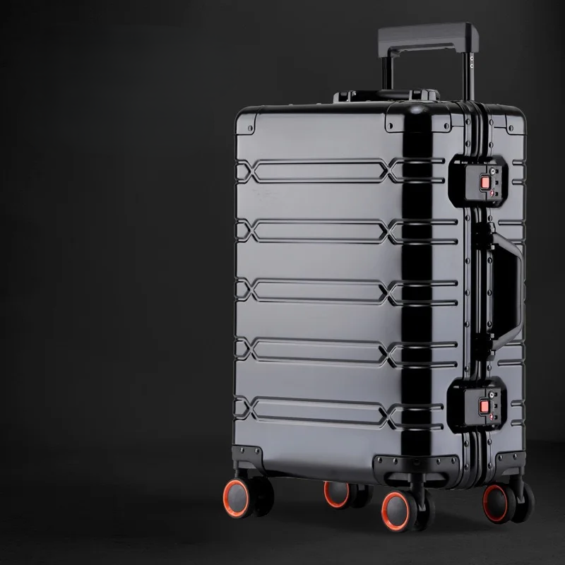 Aluminiumkoffer | Verscheidene Größen | TSA-Schloss | Universalrollen-S (44 L)-Schwarz-Luzern Mode